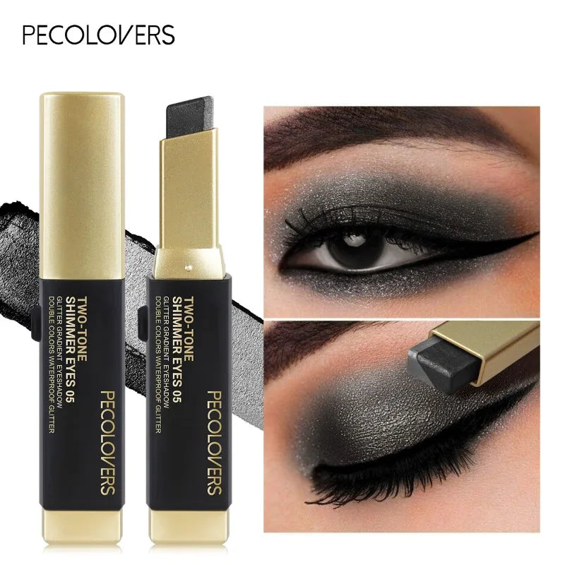 Double Color Eyeshadow Stick Glitter Highlight Shadow Stick Eye Makeup Waterproof Lasting Shimmer Metallic Eyeshadow Makeup LadyShow.Store