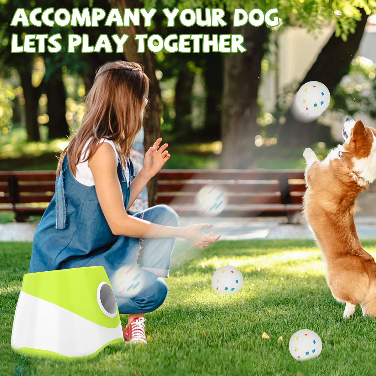 Mini Automatic Dog Ball Launcher 3m/6m/9m,USB Charging Interactive Pet Toy with 3 Tennis Balls for Puppy Indoor Outdoor Exercise Pi-Mart