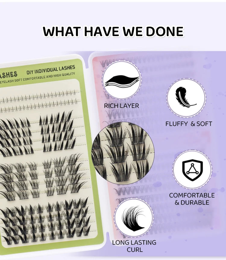 DINGSEN Eyelash Clusters Book Large Capacity Volume Individual Lashes Book Natural Long DIY Cluster Eyelash Extensions Makeup Pi-Mart