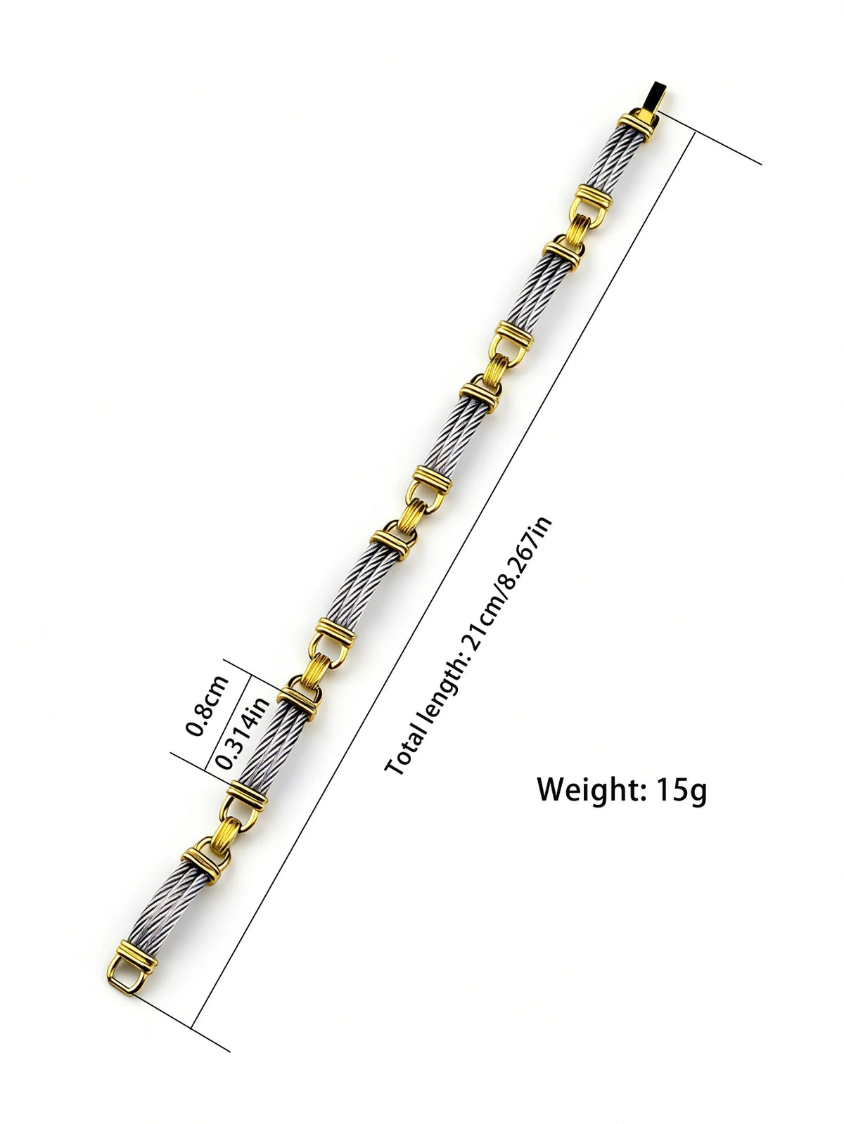 Unisex Stainless Steel Cable Bracelet: Designer-Inspired Twisted Cable, Classic and Elegant, with a Stainless Steel Clasp Pi-Mart