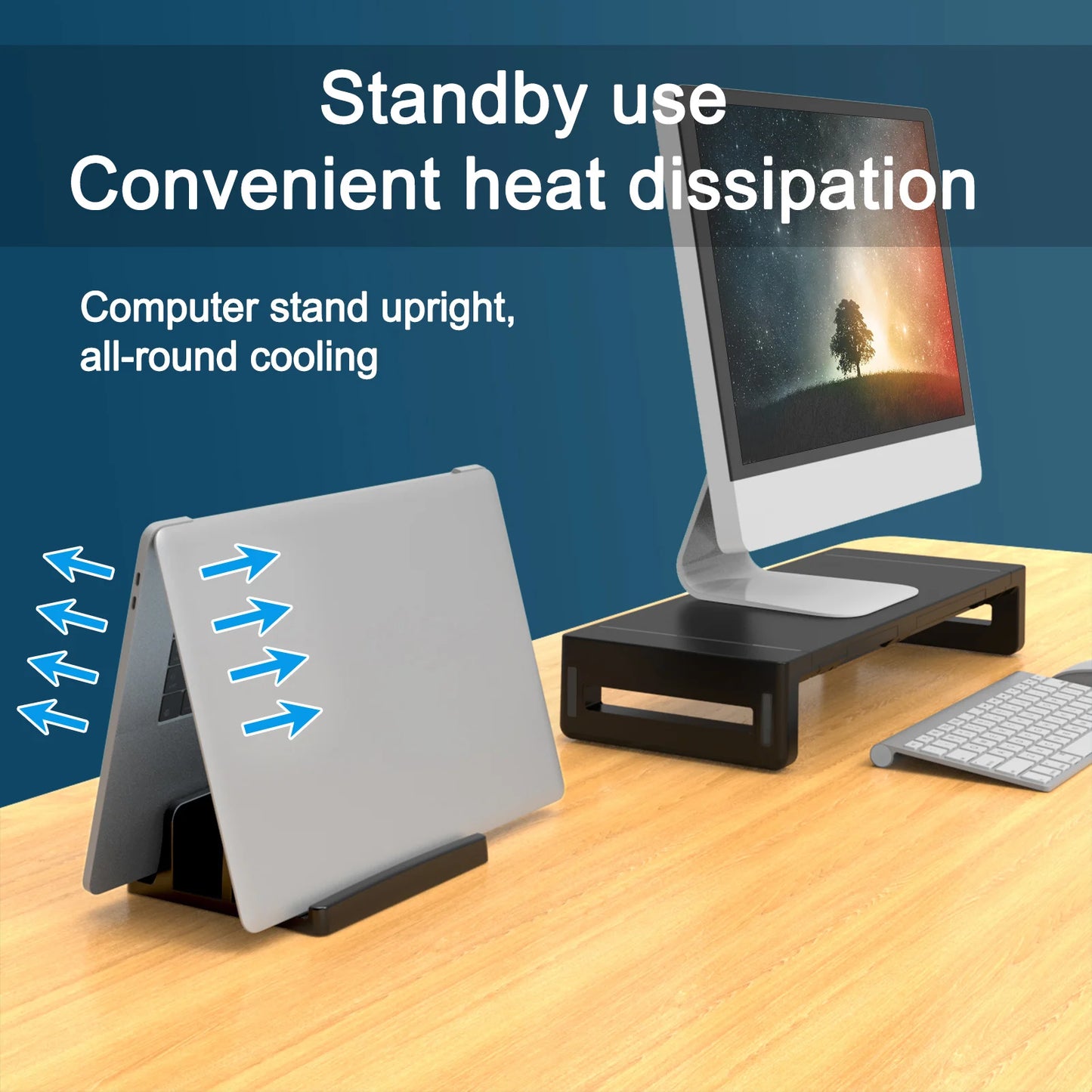 Vertical Laptop Stand for Desk,Dual Slots Plastic Laptop Holder with Space Saving Design,Laptop Stand Supports MacBook Pi-Mart
