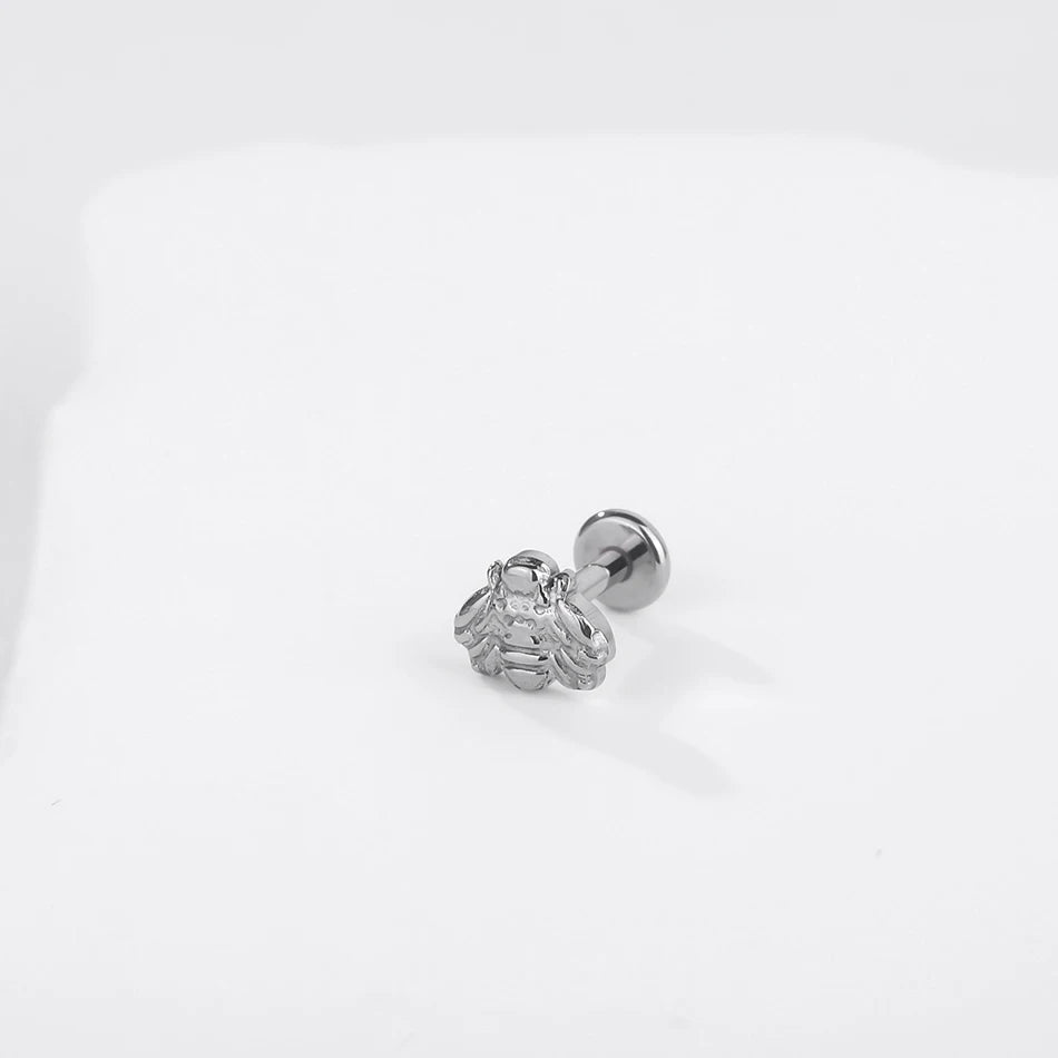 1Pc G23 Titanium Cartilage Stud Earrings for Women Lip Stud Labret Piercing Helix Daith Piercing Body Jewelry Pi-Mart