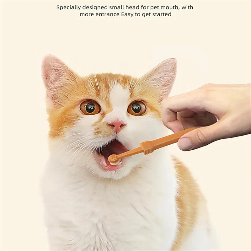 Teeth Whitening Dog Cat Silicone Soft Toothbrush Oral Care Puppy Toothbrush Toothpaste Pet Kit Teeth Cleaning Pet Supplies Pi-Mart