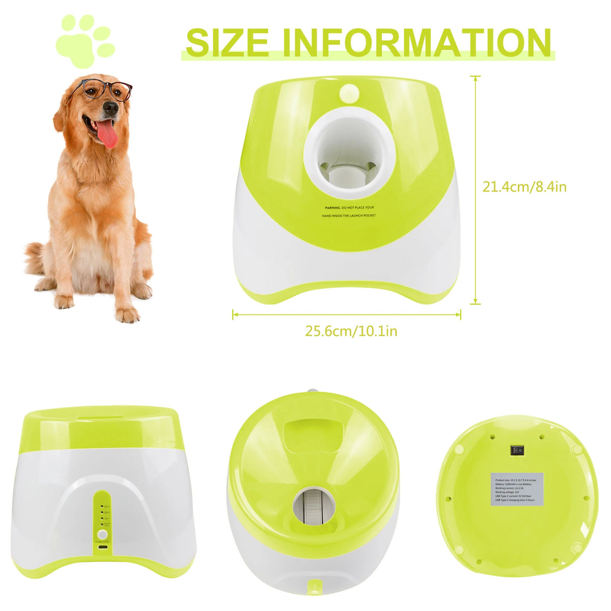 Mini Automatic Dog Ball Launcher 3m/6m/9m,USB Charging Interactive Pet Toy with 3 Tennis Balls for Puppy Indoor Outdoor Exercise Pi-Mart
