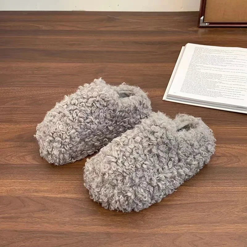 Winter 2026 Fashion Women's Shoes Comfortable Plush Velvet Warm Fluffy Slippers Home Non-slip Lightweight Soft Indoor Slippers LadyShow.Store