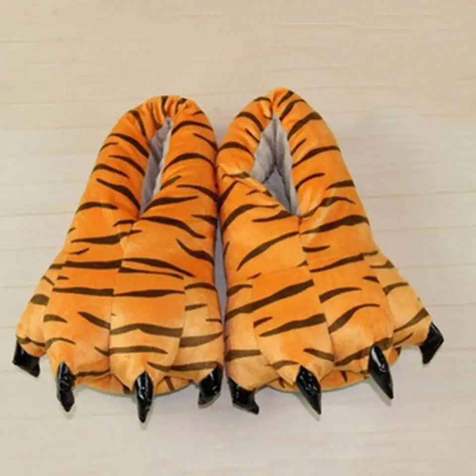 Winter Warm Soft Indoor Floor Slippers Women Men Shoes Paw Funny Animal Christmas Monster Dinosaur Claw Plush Home Random Lining LadyShow.Store
