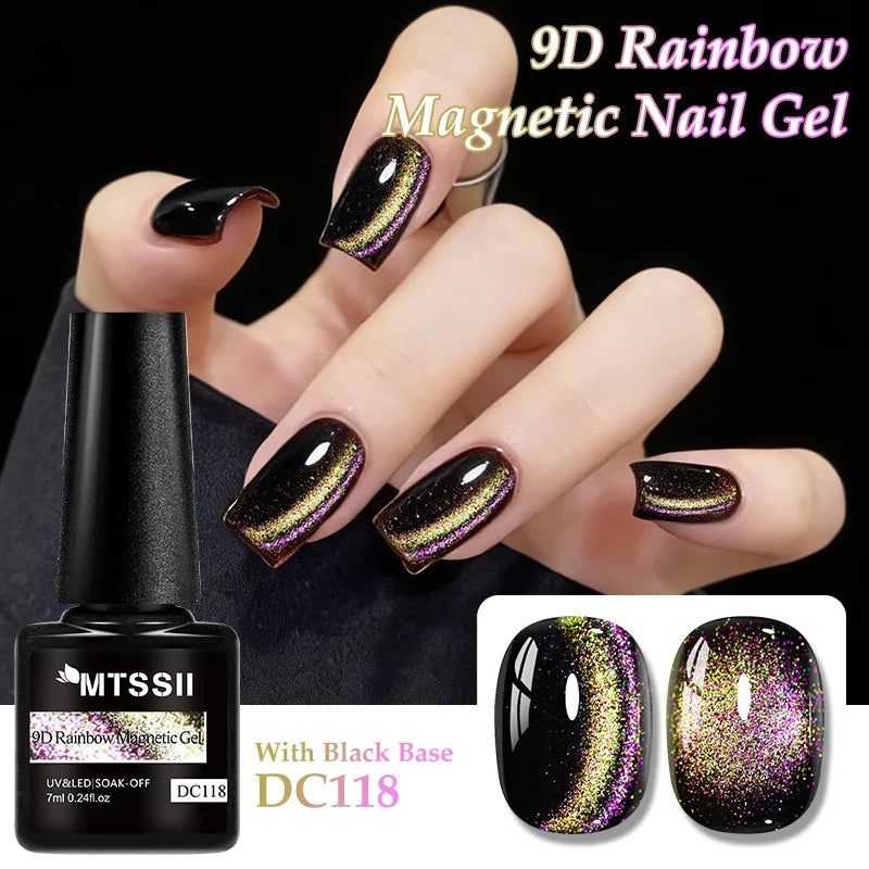 9D Rainbow Cat Magnetic Gel Nail Polish Chameleon Galaxy Effect Magnetic Semi Permanent Soak Off UV Gel Varnish Nail Supplies Tri Light Beauty