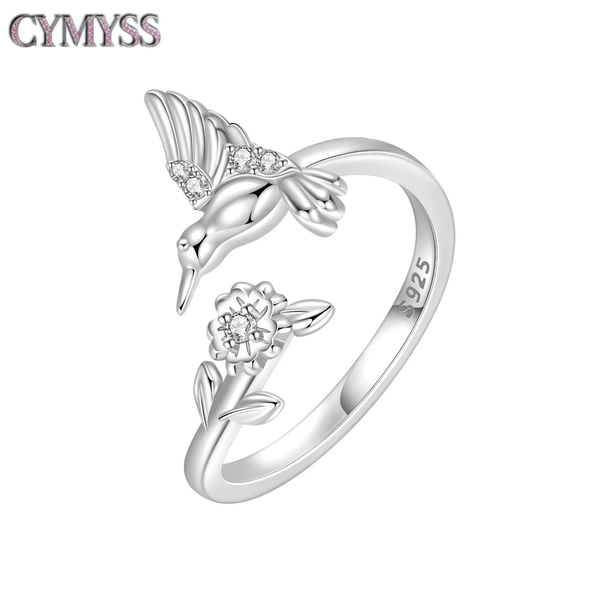 Original 925 Sterling Silver Open Ring Exquisite Panda Dolphin Adjustable Ring Original Daily Fine Jewelry Women Birthday Gifts Pi-Mart