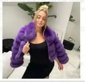 DEAT Fashion Women's Faux Fur Coat Lapel Zipper Long Sleeves Loose Thick Imitation  Fur Short Jacket Winter New 7AB6103 Pi-Mart