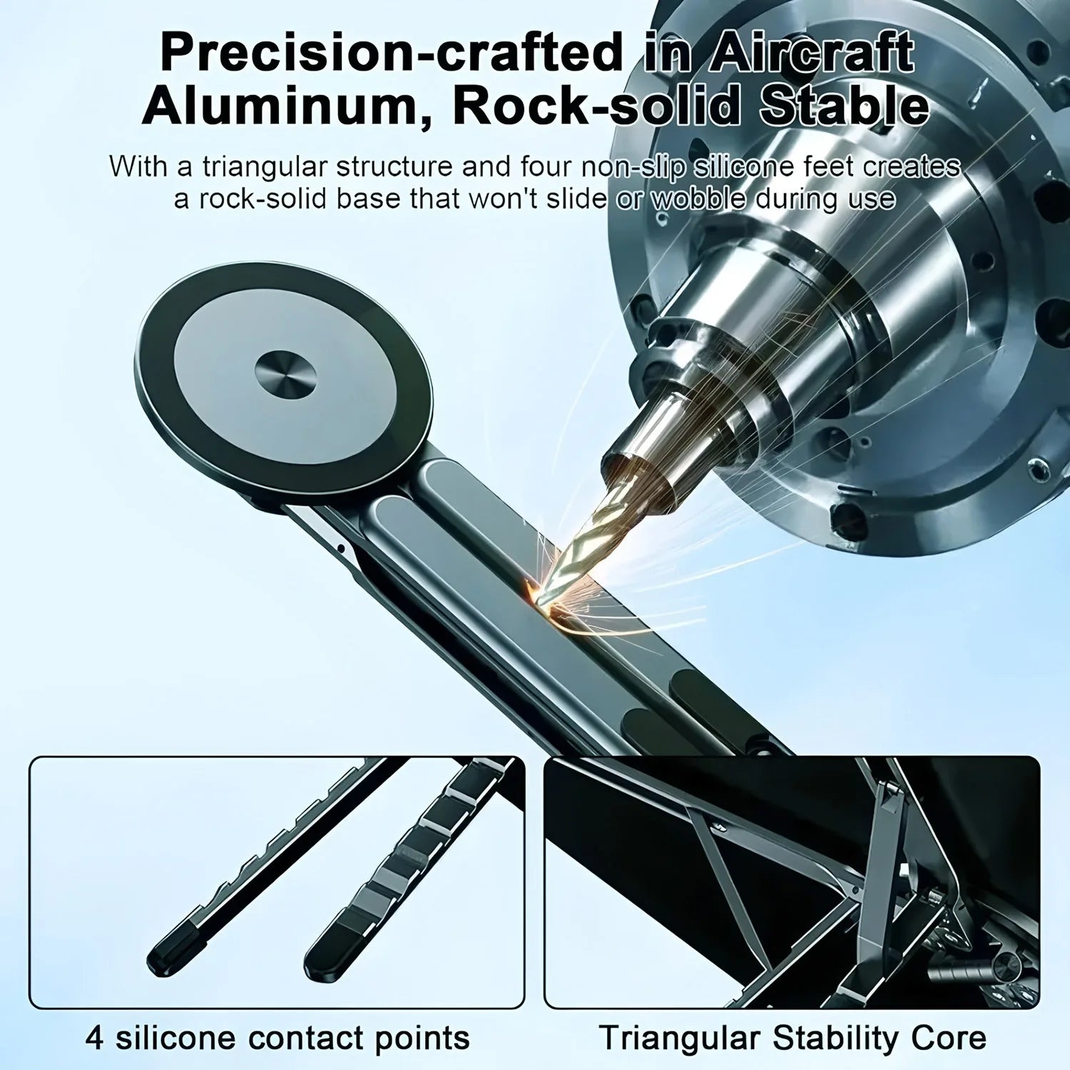 Portable Magnetic Phone Holder & Selfie Stick 3-in-1 Foldable Tripod Stand for iPhone iPad Tablet Laptop Desktop Use Pi-Mart