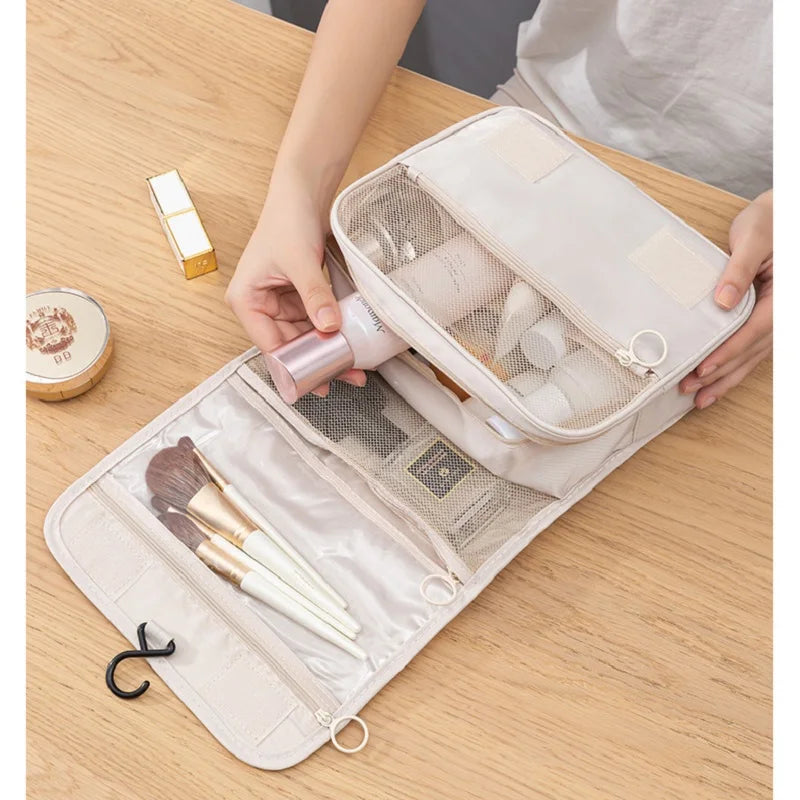 Travel Hanging Makeup Bag Large Capacity Portable Hand-held Storage Wash Bag with Simple Hook for Cosmetic Organization Pi-Mart