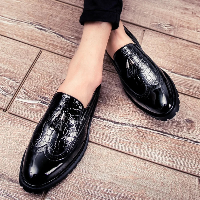 Men Loafers PU Splicing Tassel Decoration Low Heel Comfortable Classic Daily Business Men Shoes Pi-Mart