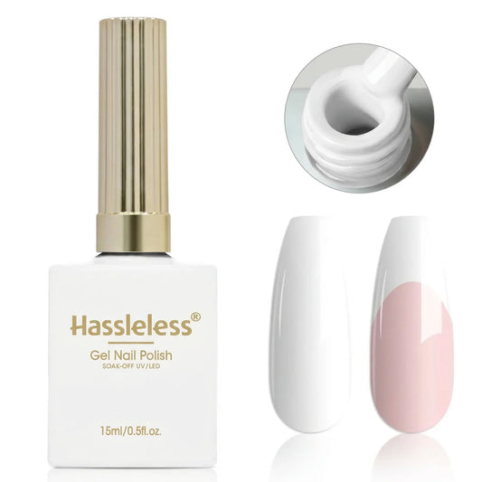 Hassleless 15ml White Gel Nail Polish, French Extension, Requires Uv Led Lamp, Gel French Manicure, Nail Supplies, Nail Art for Tri Light Beauty