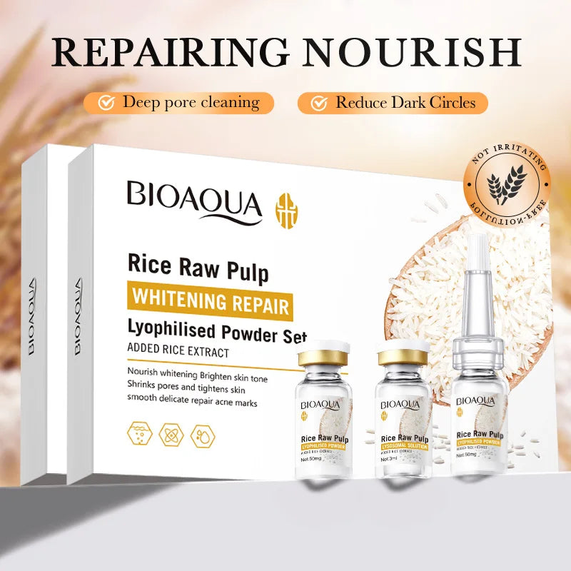 Bioaoua Rice Puree Freeze-Dried Powder, Penetrates and Nourishes, Repairs Damaged Skin Texture, Rebuilds Skin Barrier, Whitens and Brightens Skin Tone, Increases Skin Elasticity, a Product Specifically for Beauty Salons, Can Also Be Used at Home for Be... Tri Light Beauty