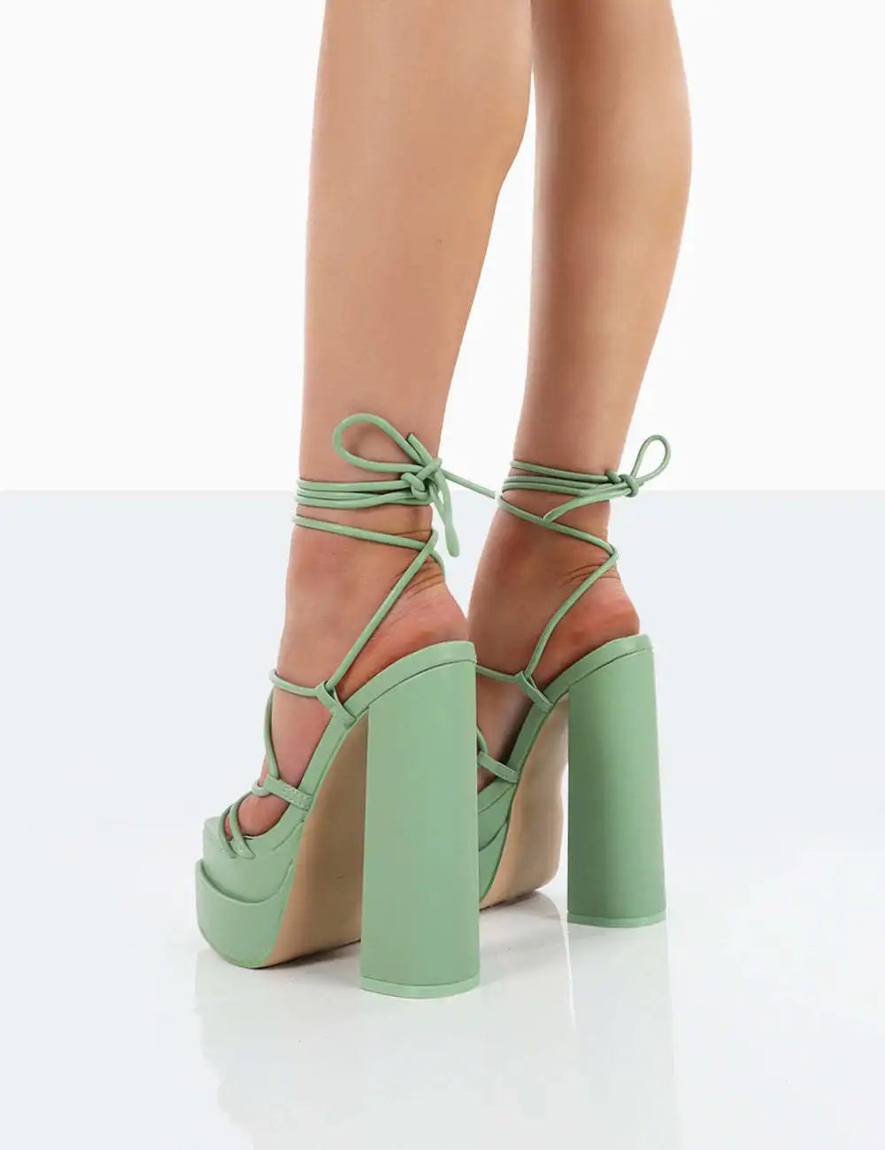 Women Sandals Brand New Sexy Chunky High Heels Pumps Platform Dress Shoes Party Wedding Shoes Cross Lace Up Female Sandals 2025 Pi-Mart