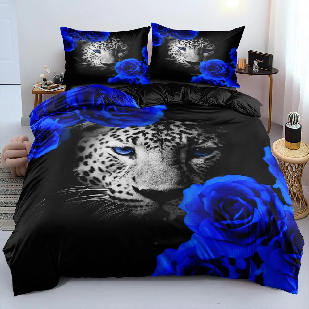 Cheetah Print Duvet Cover Set Leopard Quilt Cover Sets Queen King Size Animal Adults Boys Teenagers Home Bedding 3 Pieces Set Pi-Mart