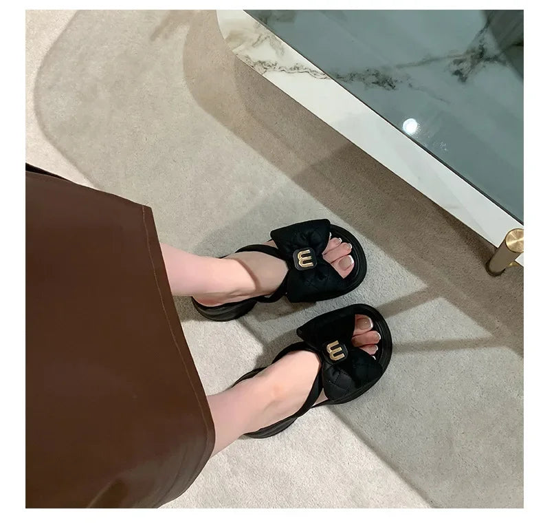 2024 summer New Fashion Women Shoes Slippers Comfortable Platform Shoe High Heels Leisure flower outdoor beach Slipper Women Pi-Mart