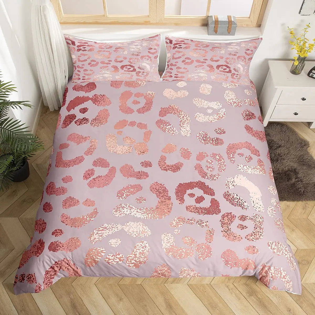 Cheetah Print Duvet Cover Set Leopard Quilt Cover Sets Queen King Size Animal Adults Boys Teenagers Home Bedding 3 Pieces Set Pi-Mart