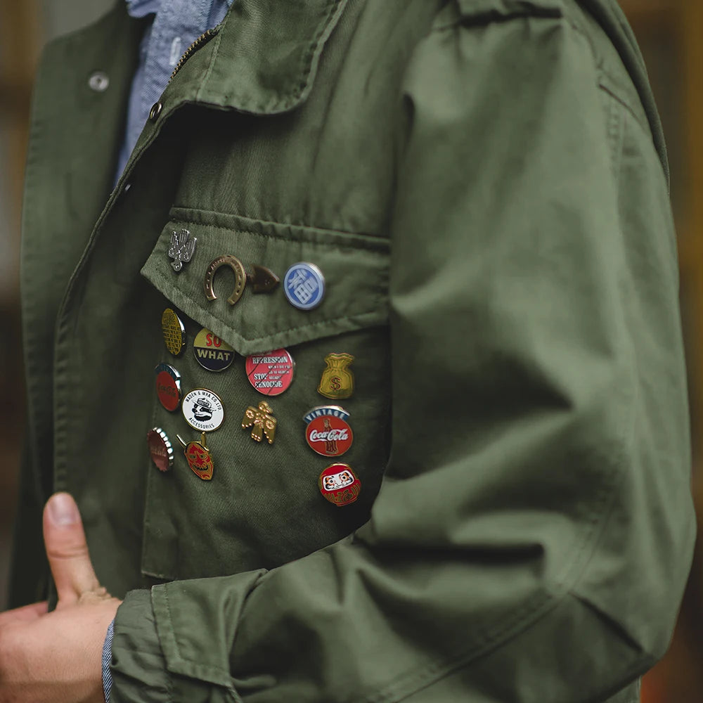 Maden Retro M65 Jackets for Men Green Outdoor Windbreaker Vintage Casual Solid Coat Mens Clothes Multi-Pocket Jacket Pi-Mart