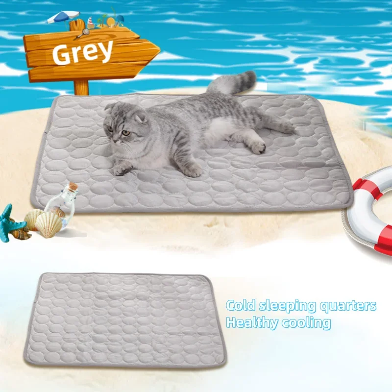 Summer Pet Ice Pad Cool Sleeping Mat Breathable Ice Silk Washable Pet Bed Durable Dog Cat Cushion Pet Supplies for Home Outdoor Pi-Mart