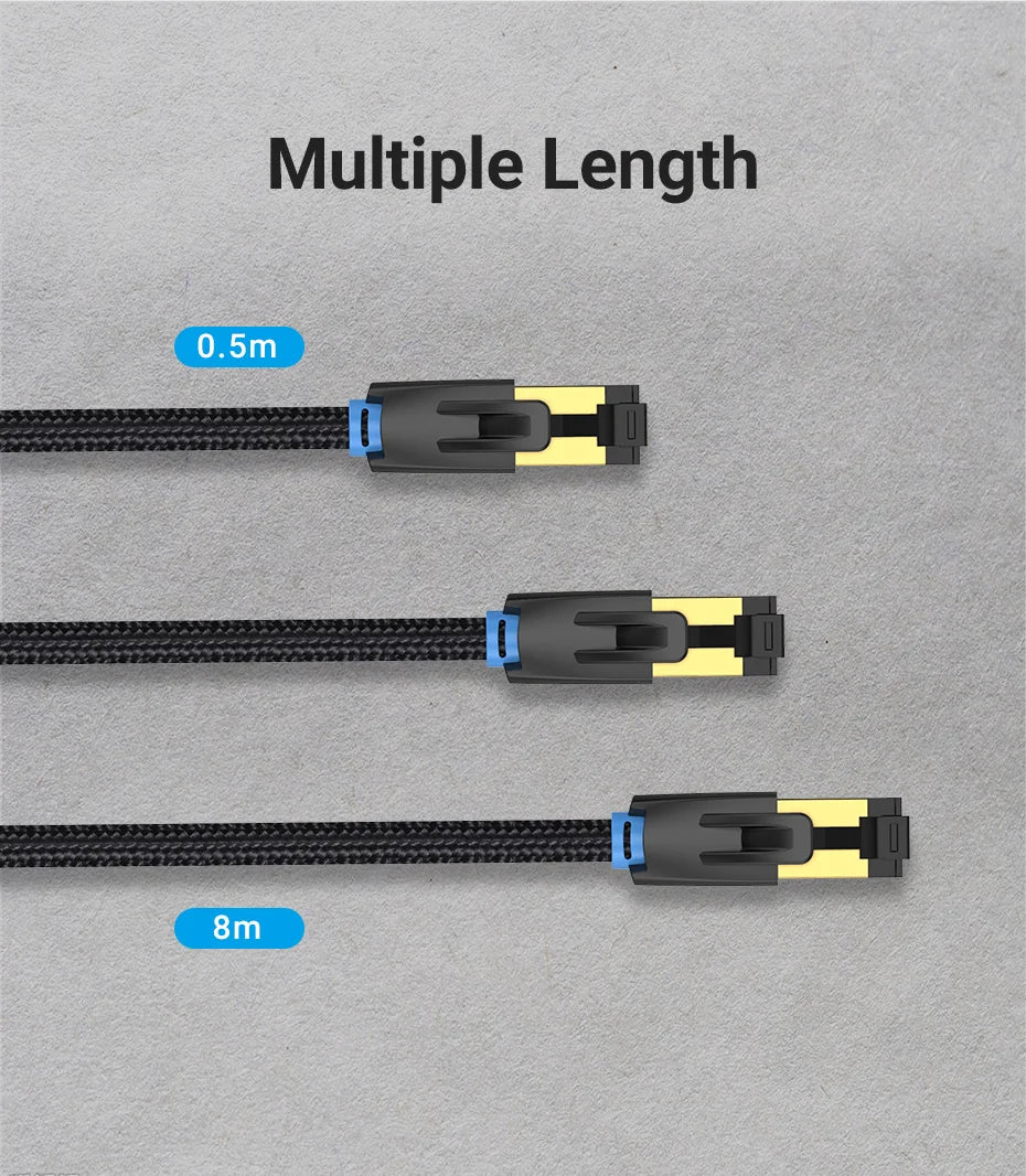 Vention CAT8 Ethernet Cable 40Gbps 2000MHz CAT 8 Networking Cotton Braided Internet Lan Cord for Laptops PS 5 Router RJ45 Cable Pi-Mart