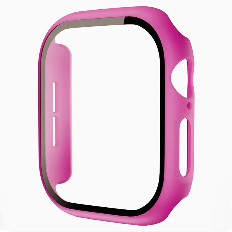 Tempered Glass+Case For Apple Watch 38-40mm 41mm 42mm 44mm 45mm 46mm Screen Protector Protective Cover iWatch 11 10 8 7 9 6 SE 5 LadyShow.Store