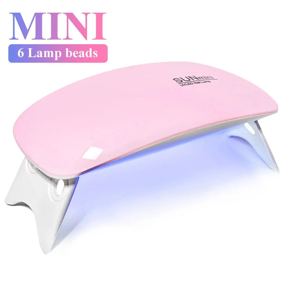 Mini UV LED Nail Lamp 6W for Curing Nail Gel Polish Portable Foldable 120s/60s Timing Manicure Dry Machine Nail Art Drying Tool Tri Light Beauty