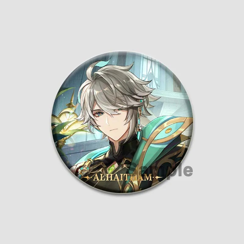 Genshin Impact Game Brooches 58mm Round Button Pins for Backpack Jackets Jewelry Cartoon Cosplay Badge Hutao Zhongli Xiao Badges Pi-Mart