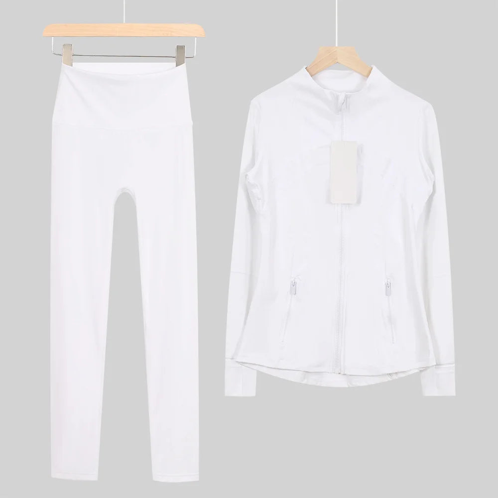 2026 New Yoga Sport Jacket Set Women's Yoga Clothes Running Fitness Jacket Active Wear Clothing Nine-point Pants Pi-Mart