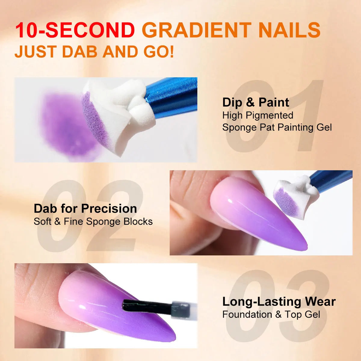 LIMEGIRL 7in1 Nail Gradient Painting Gel Long-lasting Nail Gel Polish Hybrid Color Nail Art Design High Texture Gradient Gel Tri Light Beauty
