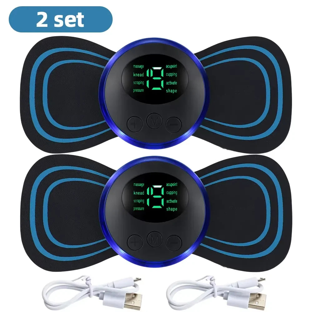 Electric Muscle Massager Set EMS Neck Massage Machine with8 Modes And 19 Strength Levels Portable Vibrating Treatment Instrument Tri Light Beauty