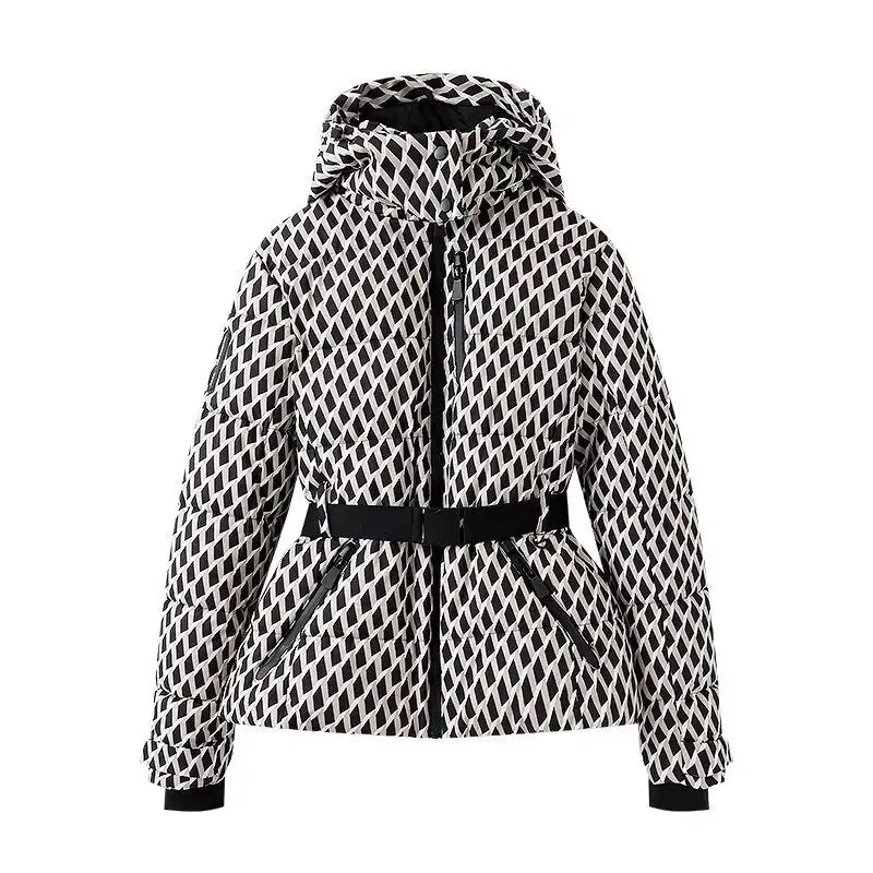 Women's Winter Hooded High Waist Padded Sport Parkas Coats with Belt Female Elegant Thick Warm Pockets Windproof Skiing Jackets LadyShow.Store