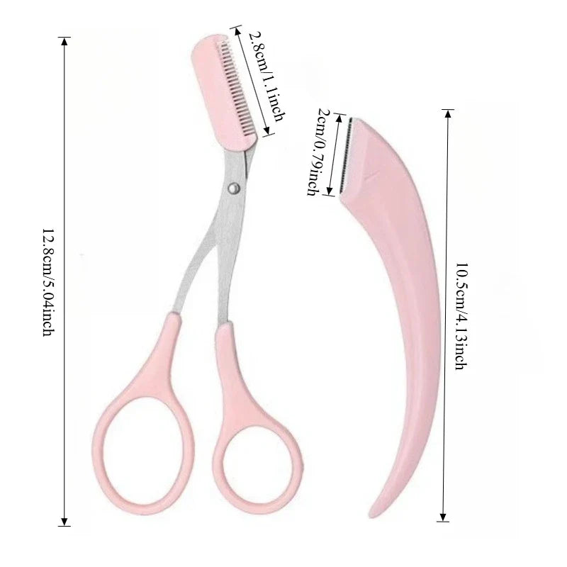 Stainless Steel Built-in Eyebrow Scissors + 1 Crescent Eyebrow Razor. Specially designed for women. Exquisite craftsmanship & durable material, easy to use and suitable for both left and right hands. An ideal gift for makeup lovers. Tri Light Beauty