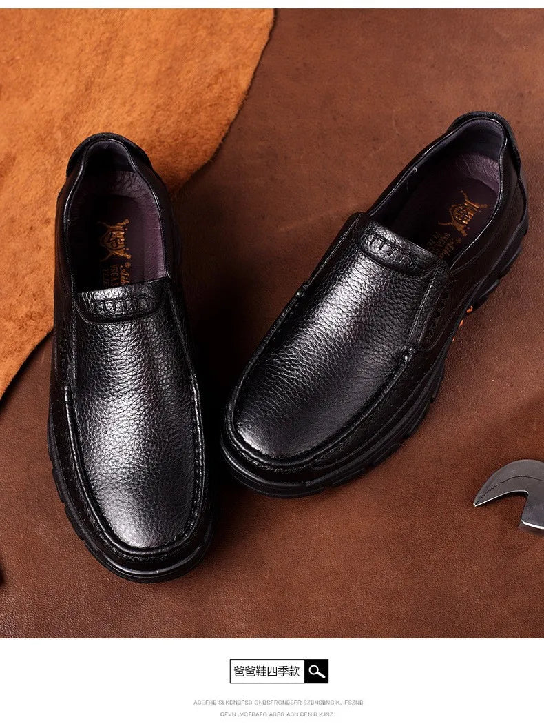 Autumn Genuine Leather Men's Casual Business Leather Shoes Lightweight Breathable Anti Slip Casual Leather Shoes Men Shoes Pi-Mart
