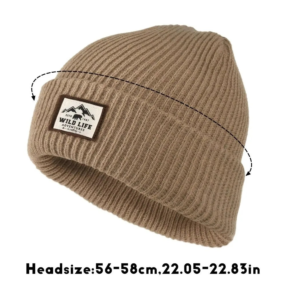 New Warm Outdoor Fleece Sports Hat Windproof Ear Protection Beanie Hats Knitted Thickened Winter Cap Men Women Pi-Mart