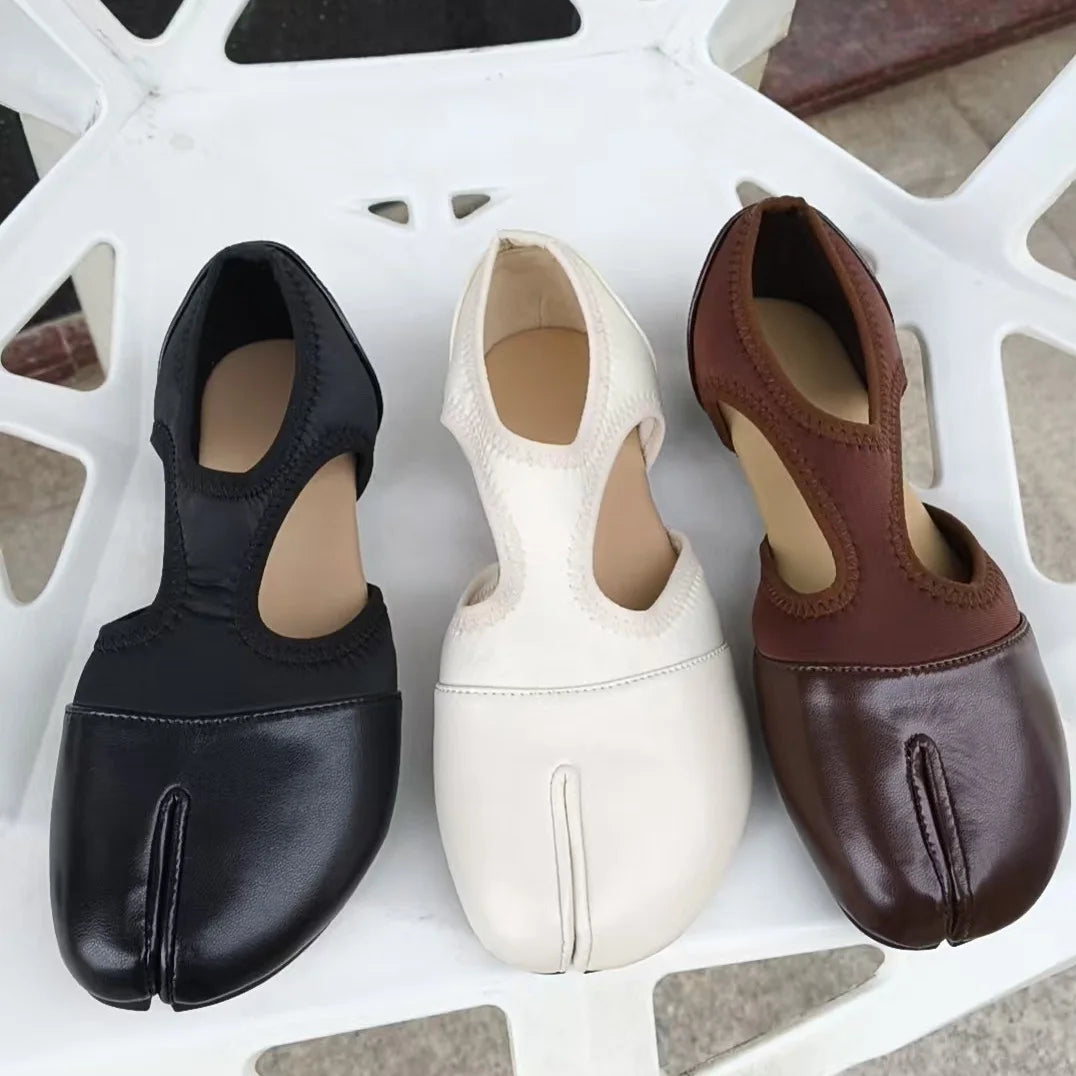 Women Brand Mary Janes Shoes Summer Split Toe Tabi Walking Sneakers Casual Splicing Loafers Designer Ballet Flats Shoes балет Pi-Mart