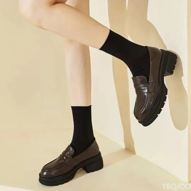 2026 Spring and Autumn Fashion New Style Casual Comfortable Versatile Women's Le Fu Shoes Retro Shallow Mouth Single Shoes LadyShow.Store