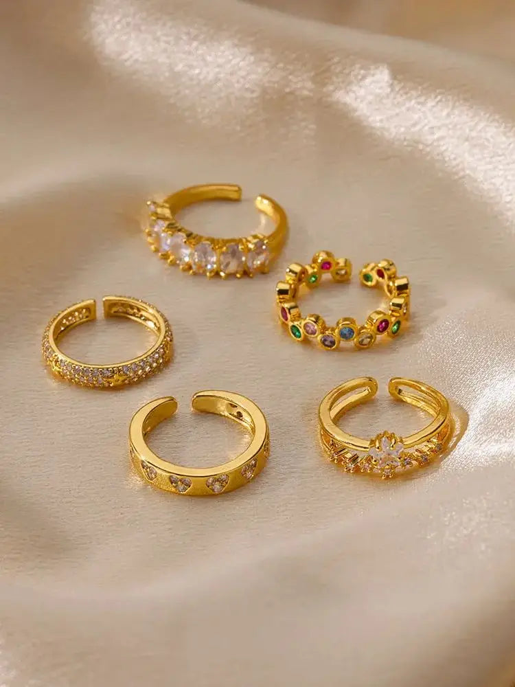 Zircon Geometric Heart Rings For Women Stainless Steel Gold Color Wedding Ring Luxury Aesthetic Jewlery Couple Gift 2026 Pi-Mart