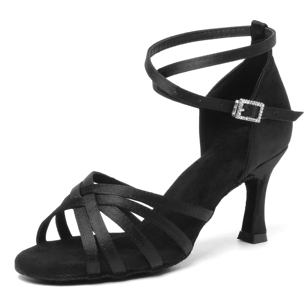Latin Dance Shoes Women Suede Soles Tango Indood Dancing Shoes Cuban Heels Party High Heel Ballroom Dance Shoes Wholesale LadyShow.Store
