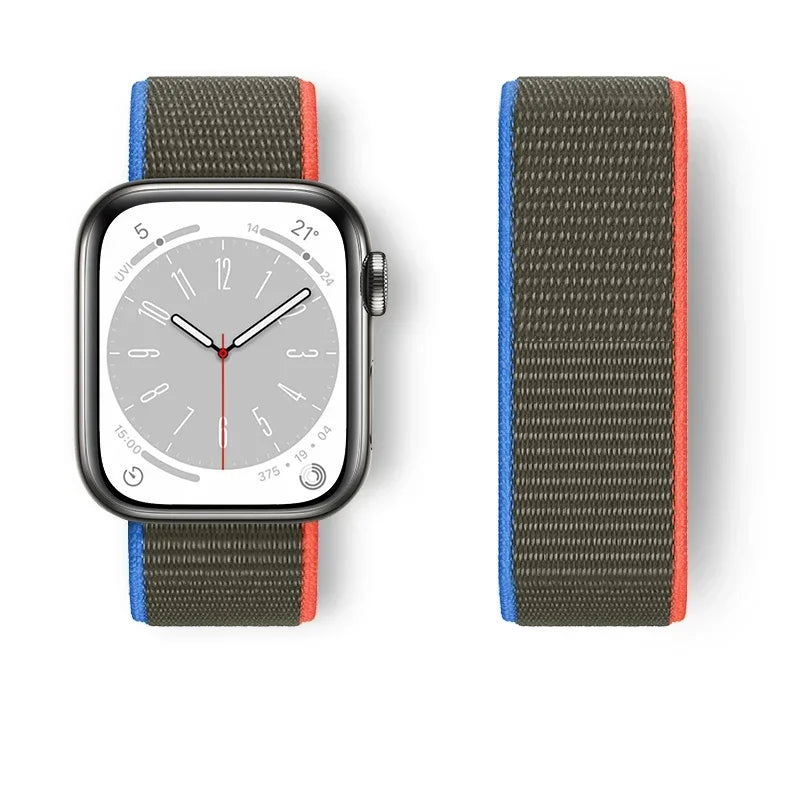 Nylon Sport loop Strap For Apple Watch Band 44mm 42/40mm 45mm  38/41mm pride Bracelet iwatch Ultra2 49mm Series 9 8 se 7 6 5 4 3 LadyShow.Store
