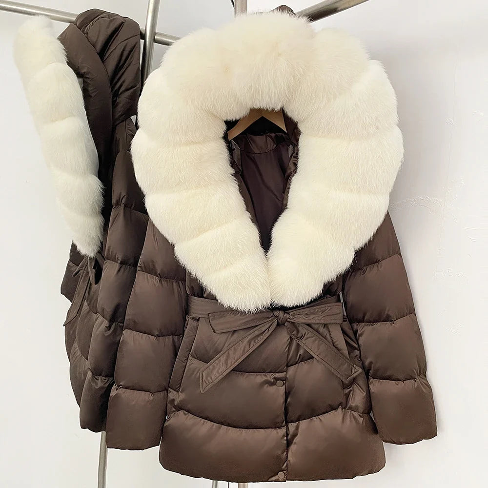 Natural Fur Collar Down Jacket Women Winter 2026 High Quality Duck Down Puffer Parka Windproof Warm Down Coat Outerwear New LadyShow.Store