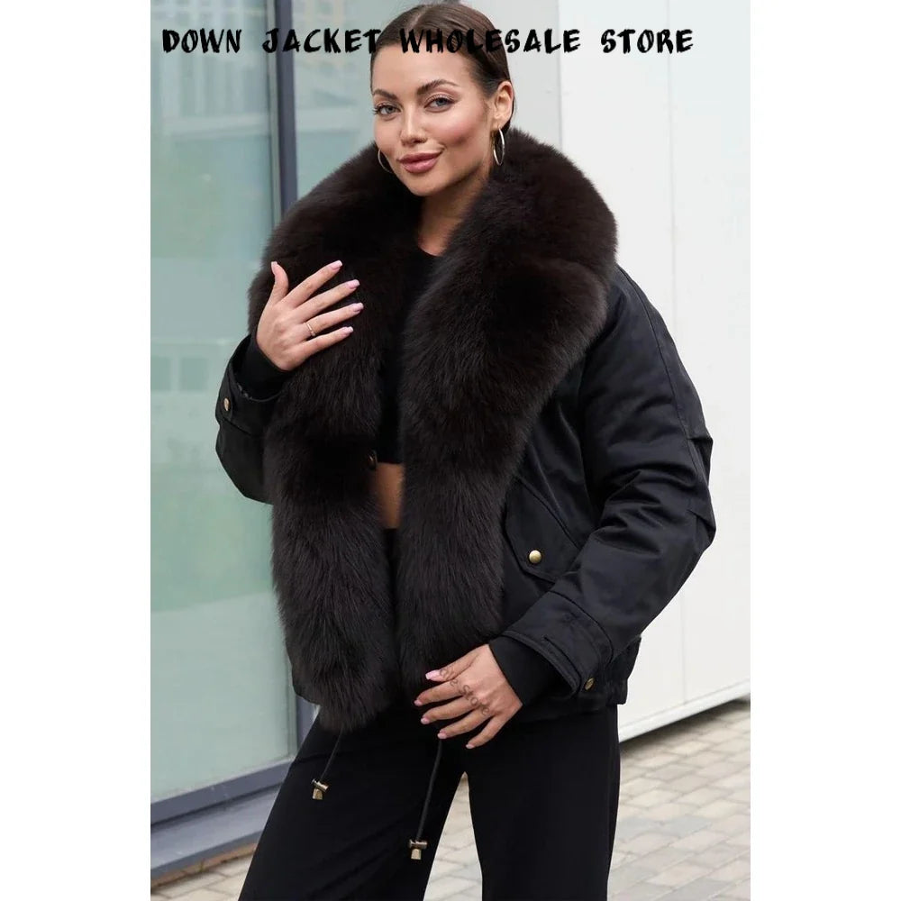 Down Jacket Women Real Fox Fur Collar Autumn 2025 Winter White Duck Down Coat Warm Puffer Jacket Female Waterproof  Feathers LadyShow.Store