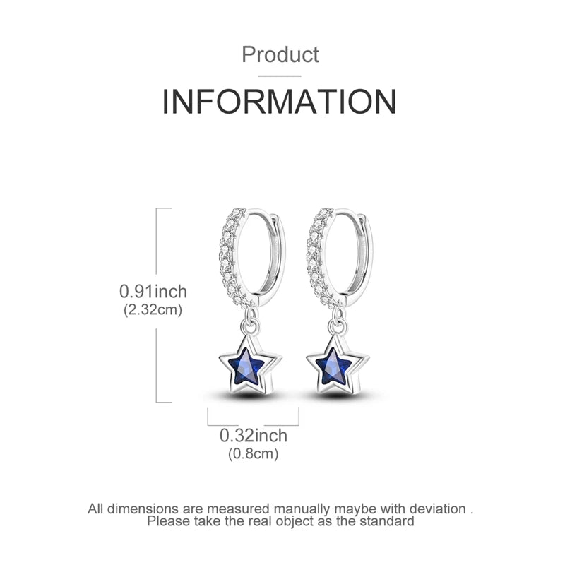 925 Sterling Silver Hoop Earring For Woman Night Sky Blue Purple Gemstone Original Earrings Fashion Jewelry Gift Pi-Mart