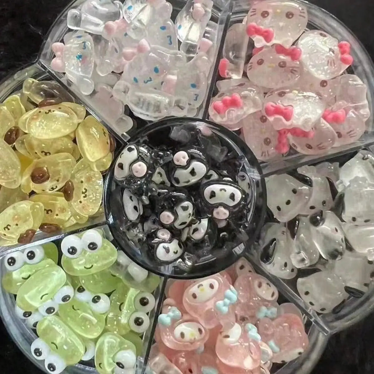 120PCS Box Mixed Hello Kitty 3D Nail Charms Cute Cartoon Resin Ornaments Kawaii DIY Nail Art Manicure Decor Accessories Pi-Mart