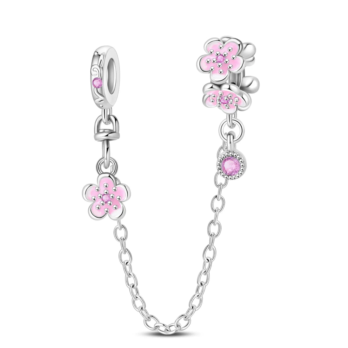 S925 Silver Plated Star Moon Safety Chain Charms Beads Fit Original Bracelet Fine DIY Birthday Jewelry Pi-Mart