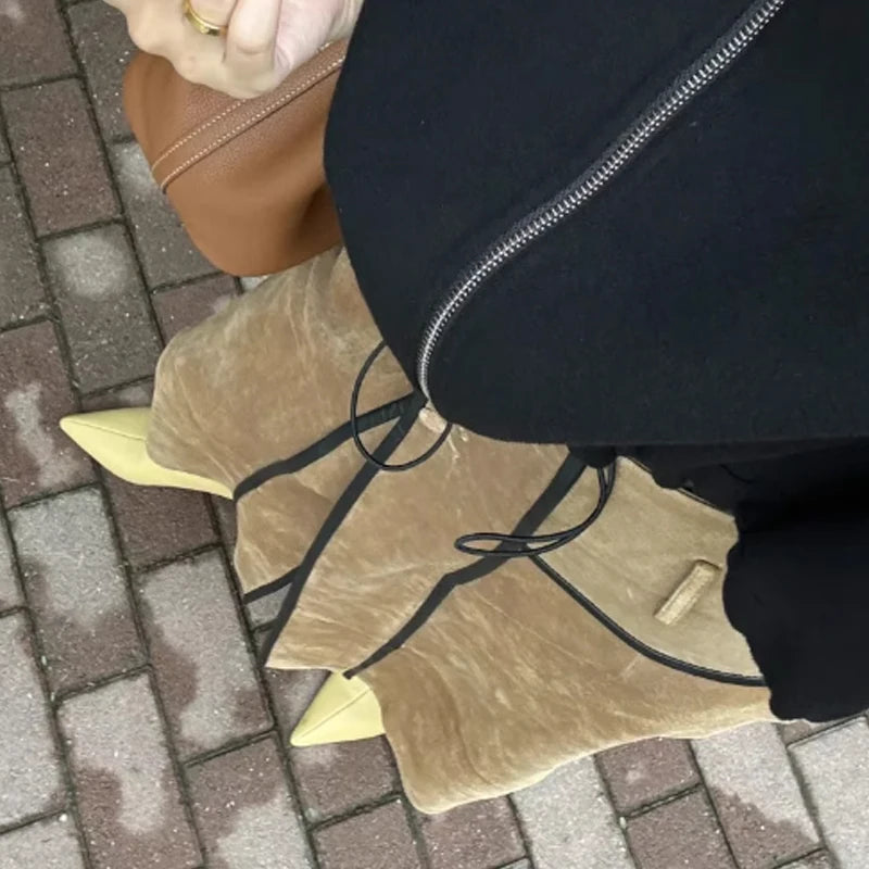 JOZHAMTA Size 34-43 Women Real Leather Ankle Boots Fashion Mid Heels Shoes For Winter Boots Pointy Office Lady Daily Dress Shoes Pi-Mart