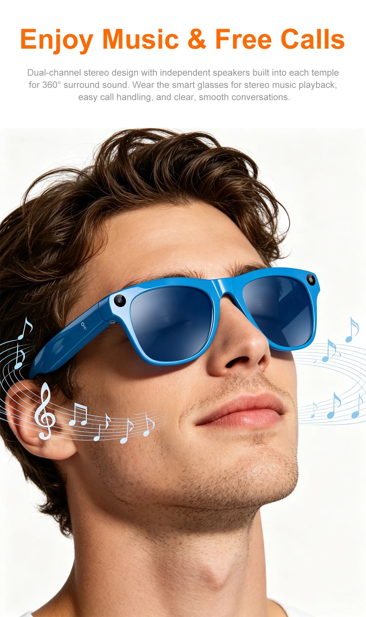 Lenovo Upgrade Smart AI Glasses 800W HD 8K Shooting Camera Photo Video Voice Call Translation Bluetooth AI Motorcycle Glasses Pi-Mart
