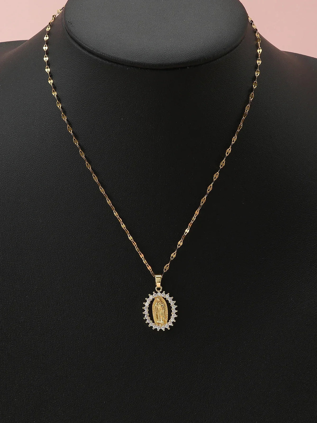 European and American Fashion and Gorgeous Women's All Sky Star Micro Inlaid Colorful Zircon Virgin Mary Hollow Necklace Pi-Mart