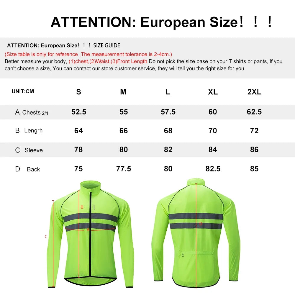 HISERWA Cycling Windbreaker Windproof Waterproof Reflective Bicycle Jacket Ultralight MTB Road Bike Jersey Portable Cycling Coat LadyShow.Store