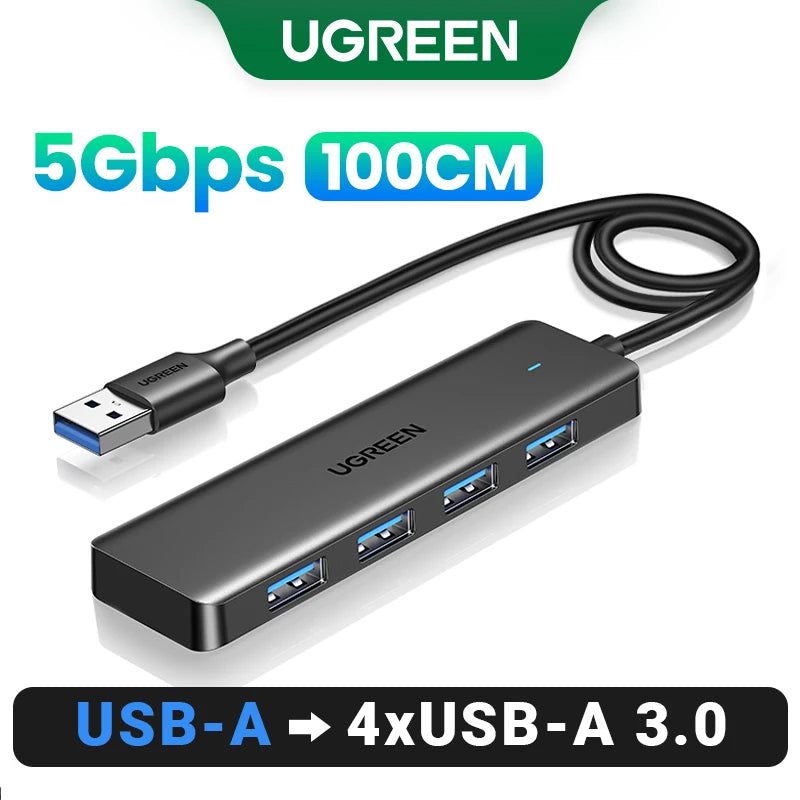 UGREEN USB 3.0 HUB 4 Ports USB-C HUB Slim for Mouse Keyboard Compatible with MacBook Pro Air Laptop Desktop PC Xbox PS5 Splitter Pi-Mart